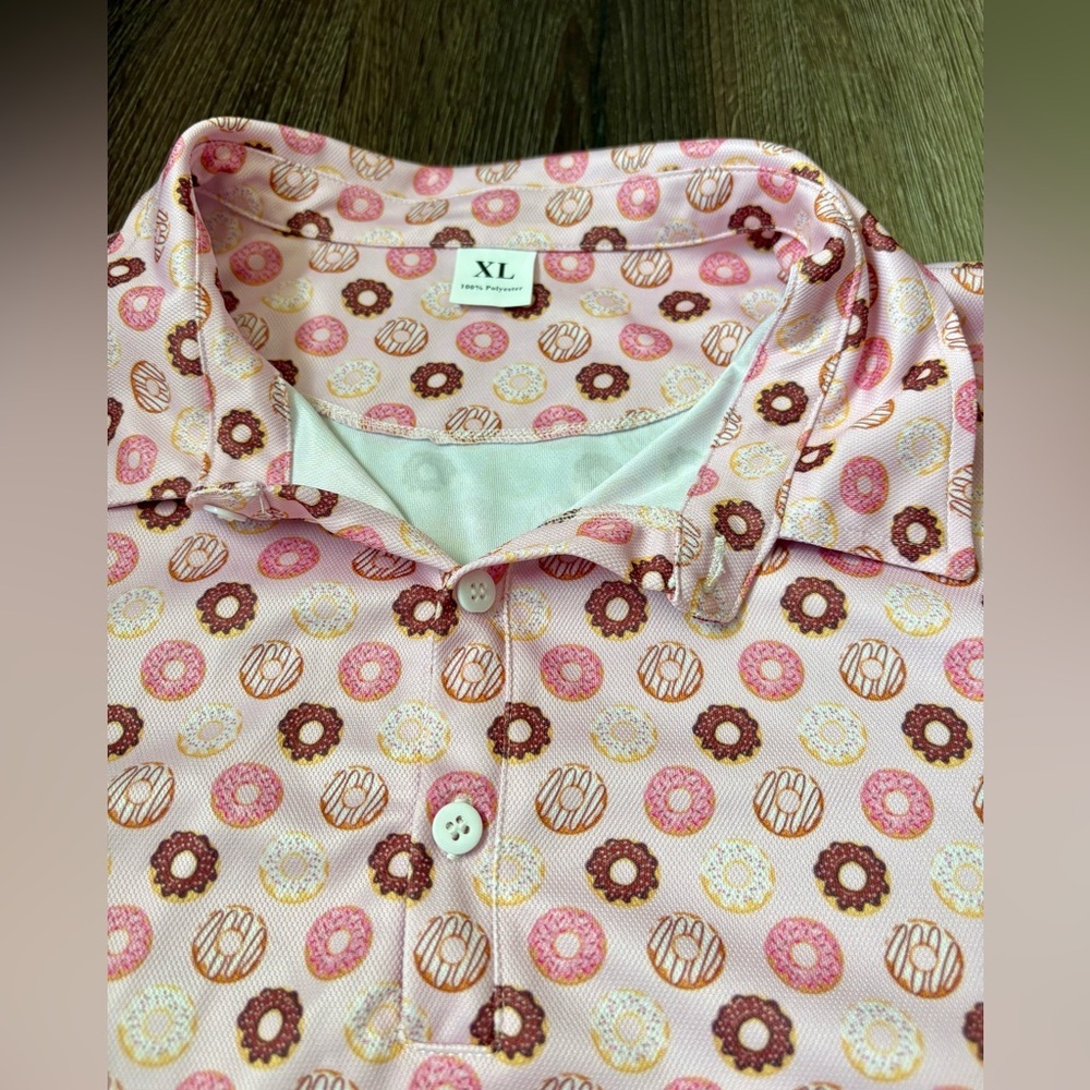 Men’s XL Donut Print Polo Golf Shirt – Fun & Unique! - Picture 3 of 4